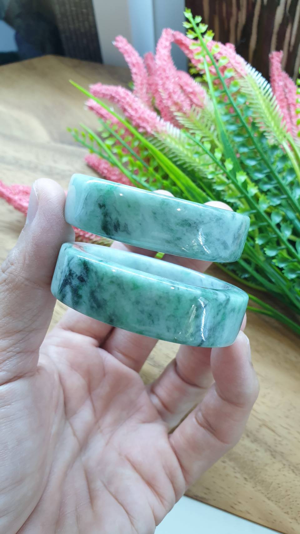 Kiddie Size Jade Bangle S42 S43 Type A Myanmar Jadeite Natural Smoky Green