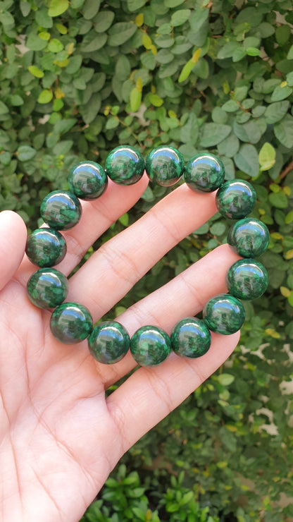Mawsitsit Type A Natural Stone Bracelet 18cm Fei Cui Two Tone Chrome Green Beads