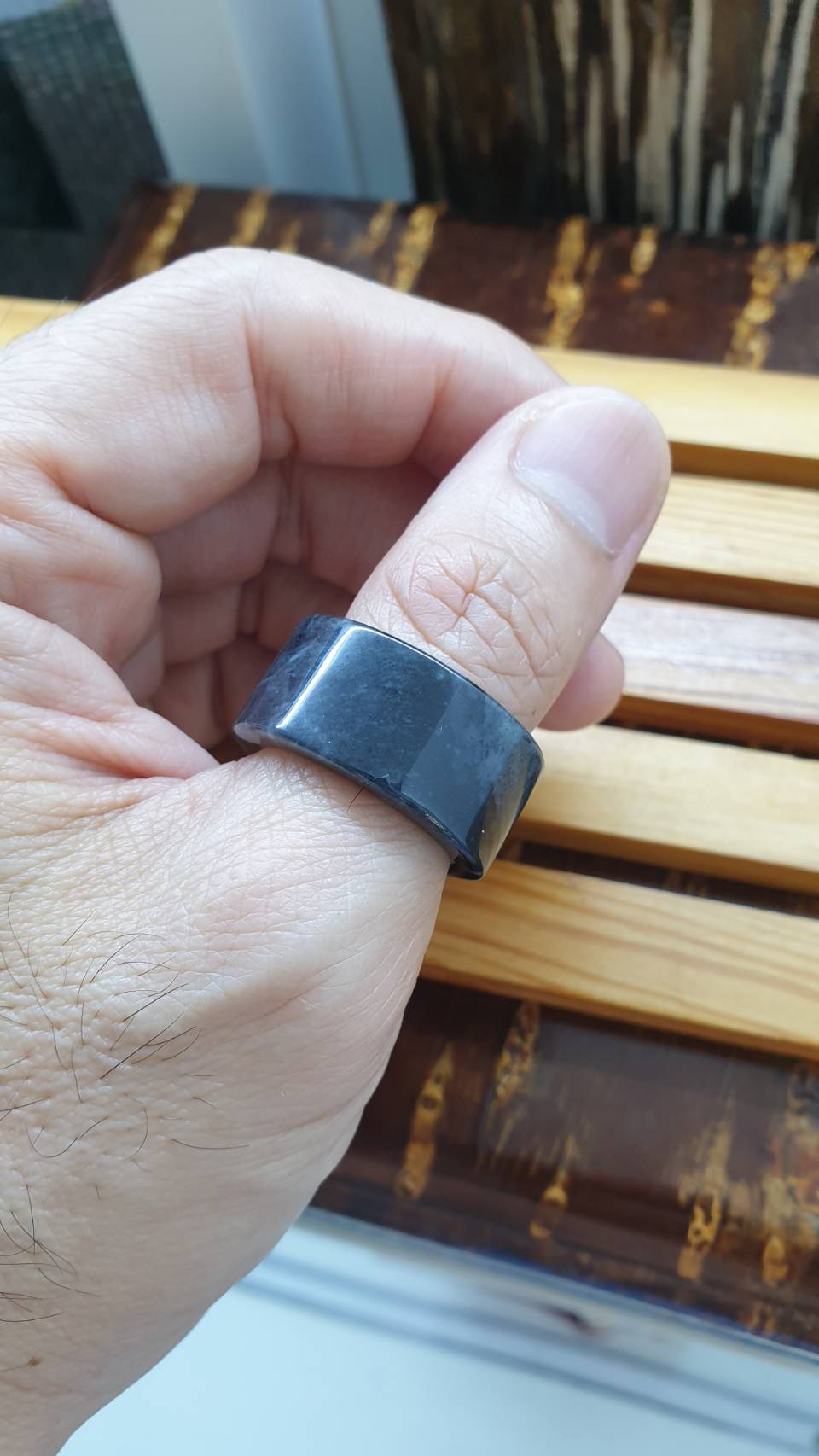 Gray Jade Archer's Ring 10.5 US Type A - Natural Burma Jadeite