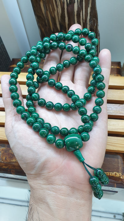 108 Beads Malachite Japa Mala Meditation Necklace Natural Semiprecious Stone