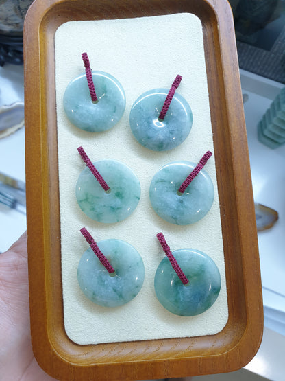 Green Jade Ping An Kou Pendant (3 cm) (Random Pick) | Fei Cui - Type A Jadeite | Handwoven Thread Bail