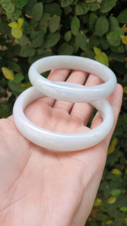 White Jade Vintage Bangles S60 Type A Natural Myanmar Jadeite