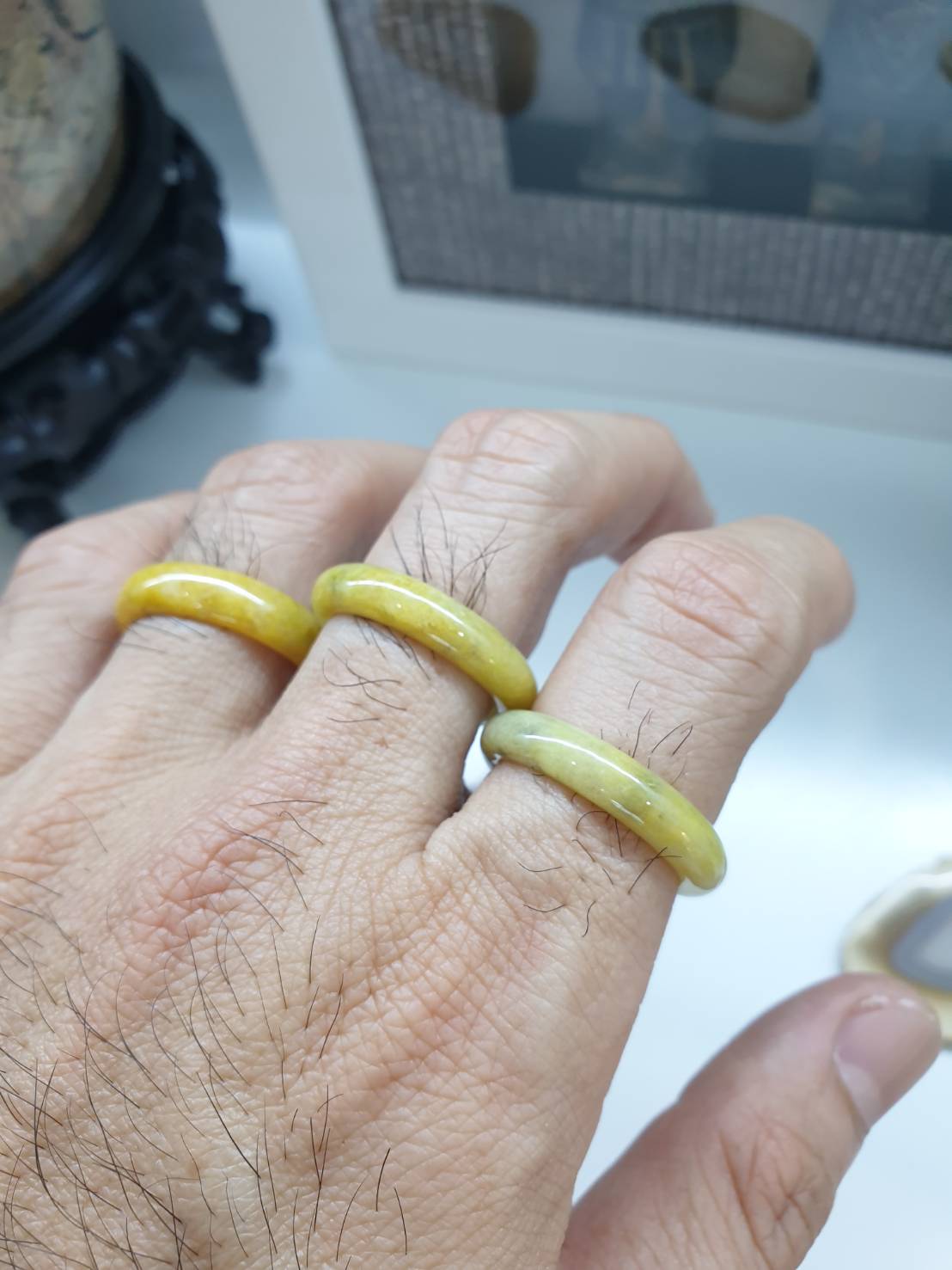 Yellow Jade Ring (Size Selections) Myanmar Type A Natural Jadeite