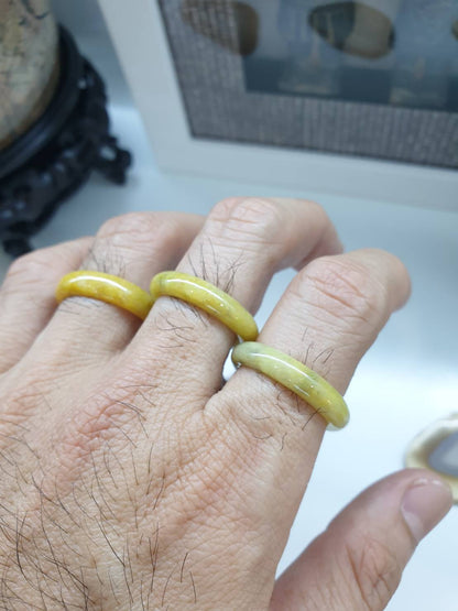 Yellow Jade Ring (Size Selections) Myanmar Type A Natural Jadeite