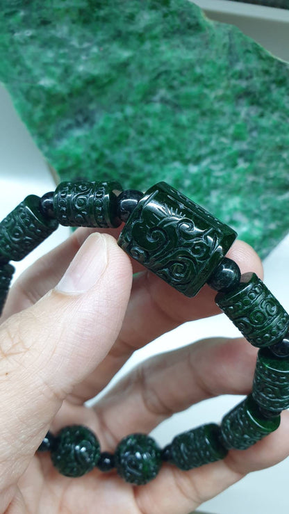 Avant Garde Ru Yi Jade Bracelet 18cm Fei Cui Type A Natural Myanmar Jadeite