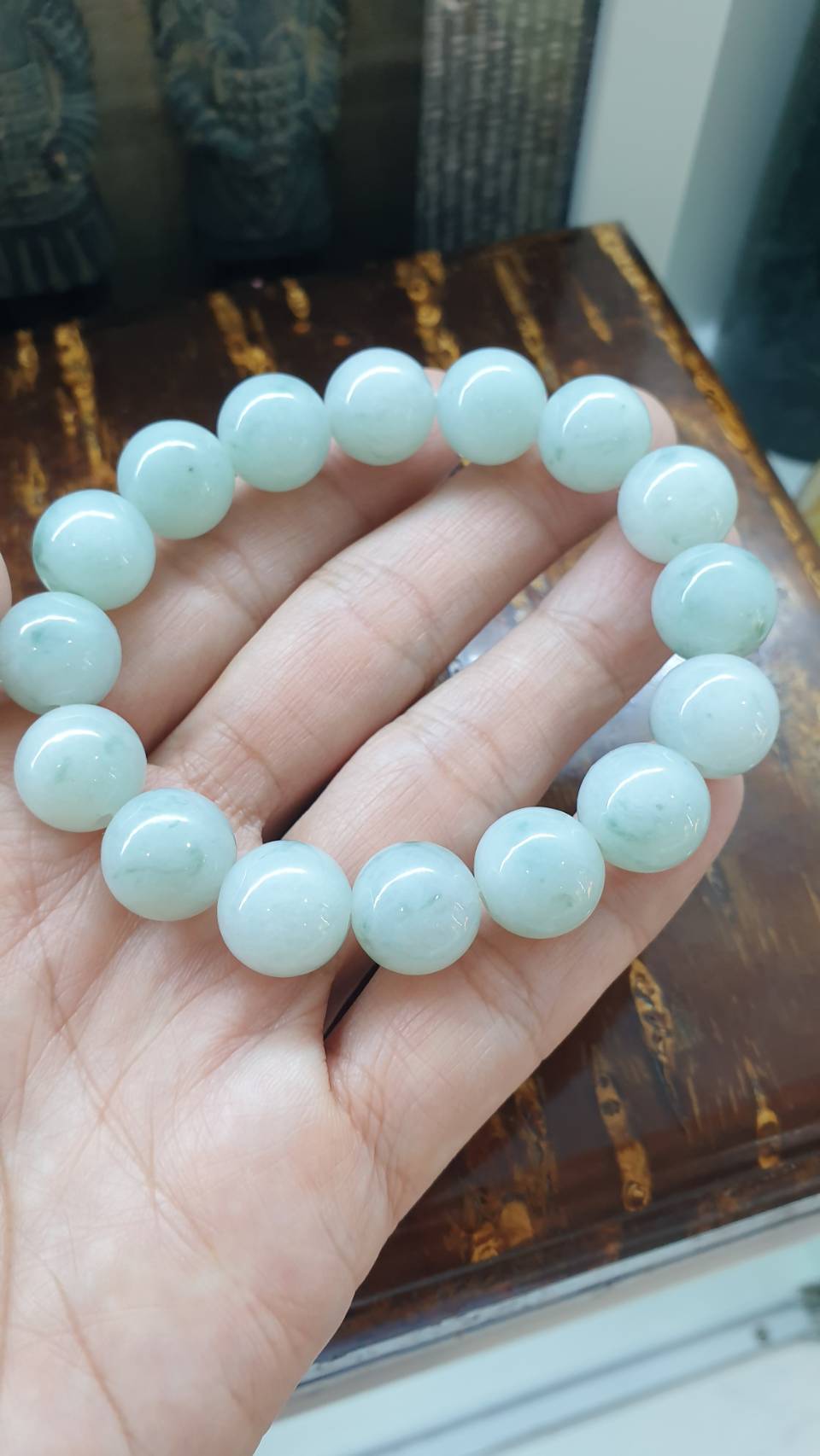 Speckled White Jade Bracelet 17cm Type A Natural Jadeite