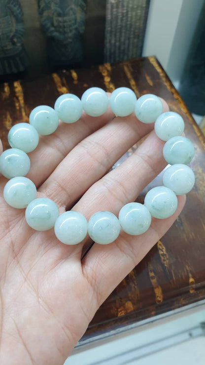 Speckled White Jade Bracelet 17cm Type A Natural Jadeite