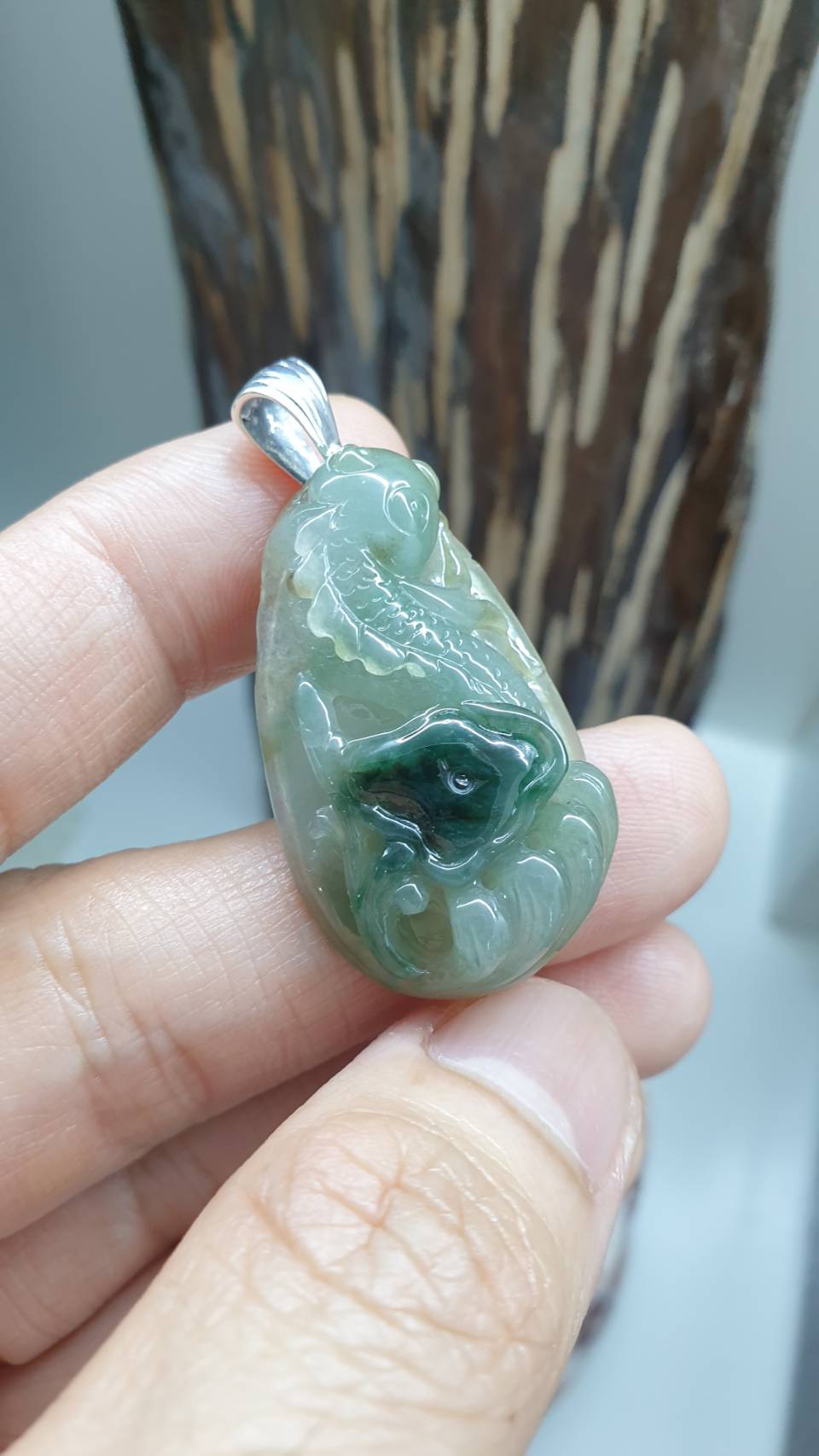 Jade Sky Salamander Pendant | Type A Natural Jadeite | Original Sterling Silver