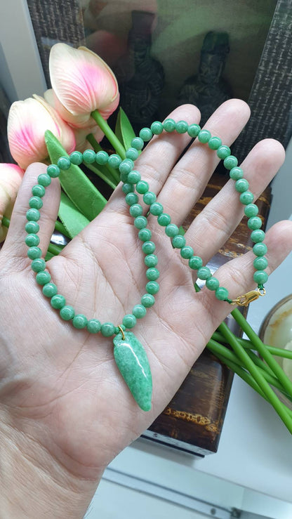 Jade Princess Necklaces (18") | 9K Gold Lobster Lock | Type A - Natural Apple Green Jadeite