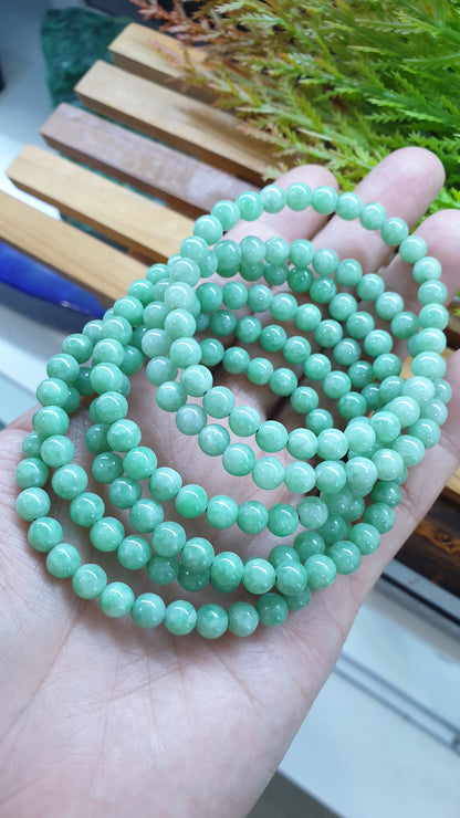 Jade Mini Beads Bracelets 17cm Type A Myanmar Jadeite Natural Pastel Green