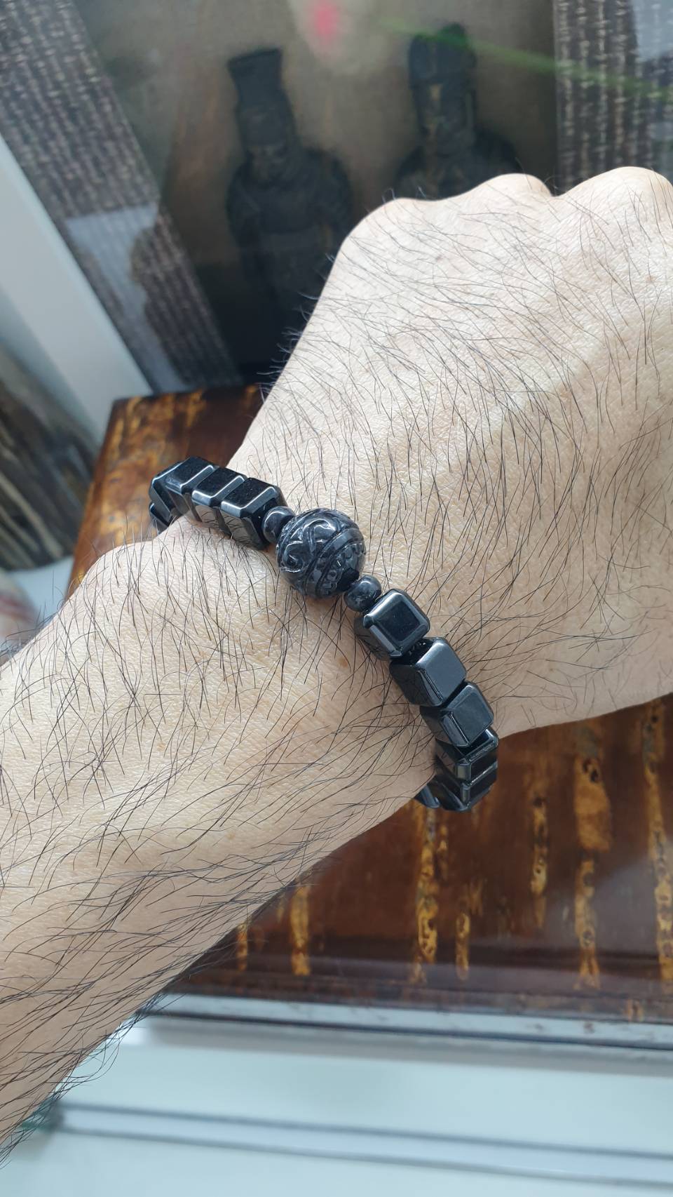 Black Jade Four-Dragons Charm Bracelet (17 cm) | Type A Natural