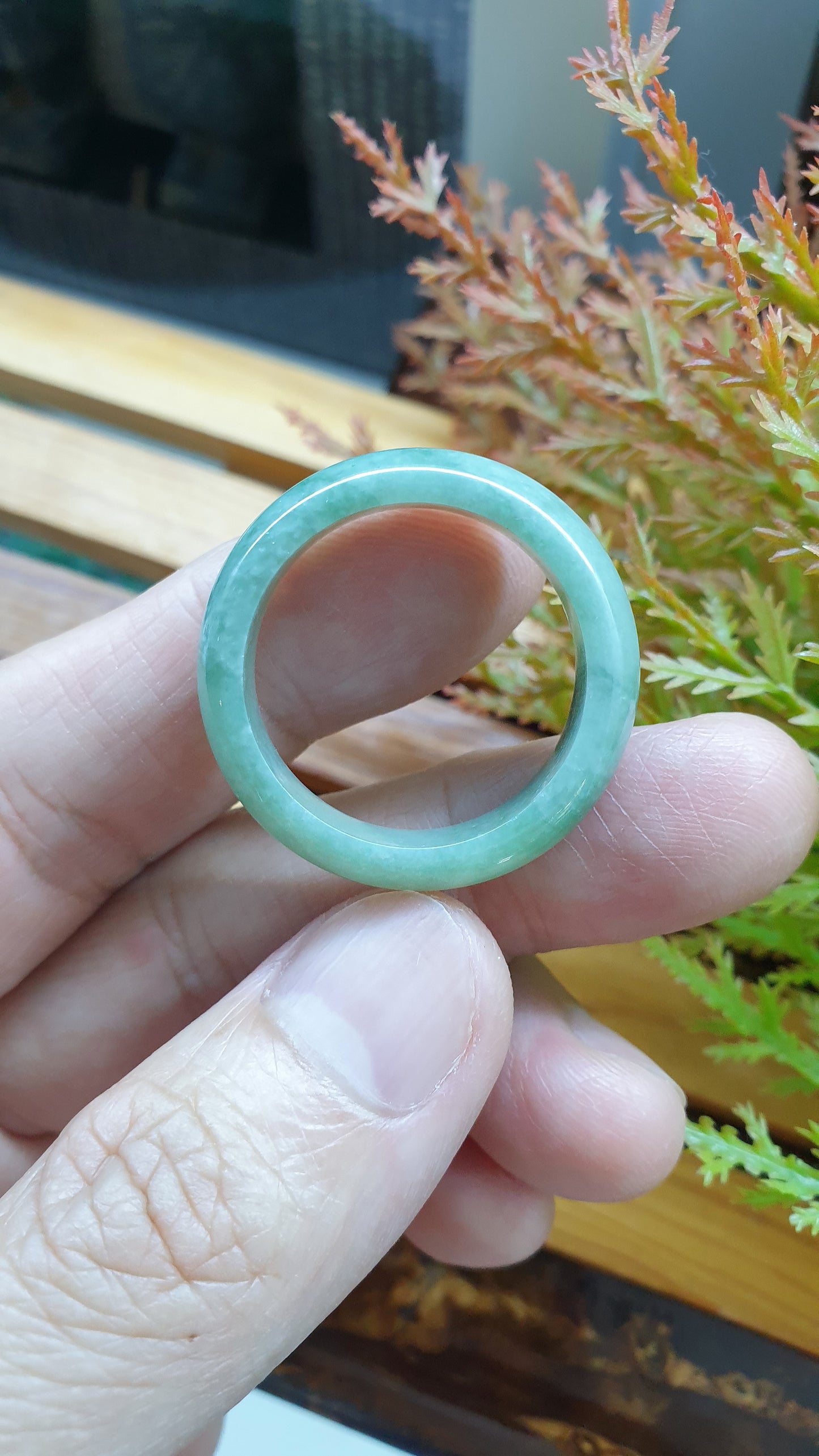 Plus Size Jade Rings 15US Natural Green Type A Myanmar Jadeite