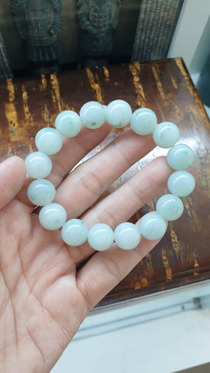 Speckled White Jade Bracelet 17cm Type A Natural Jadeite