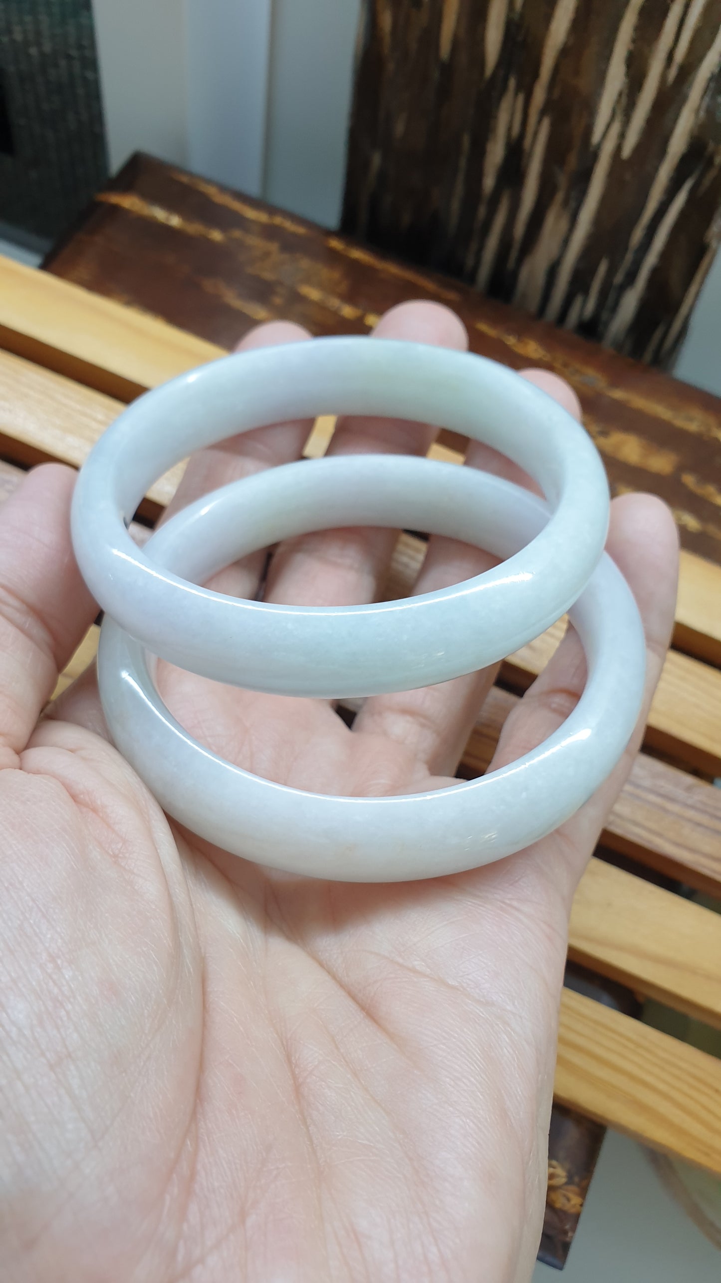 White Jade Vintage Bangles S60 Type A Natural Myanmar Jadeite