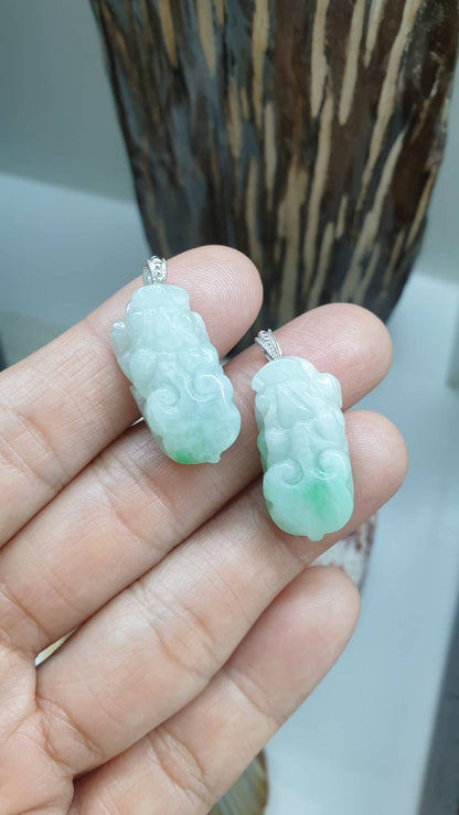 Jade Pixiu Pendant (Selection) | Type A Natural Jadeite | Sterling Silver Bail
