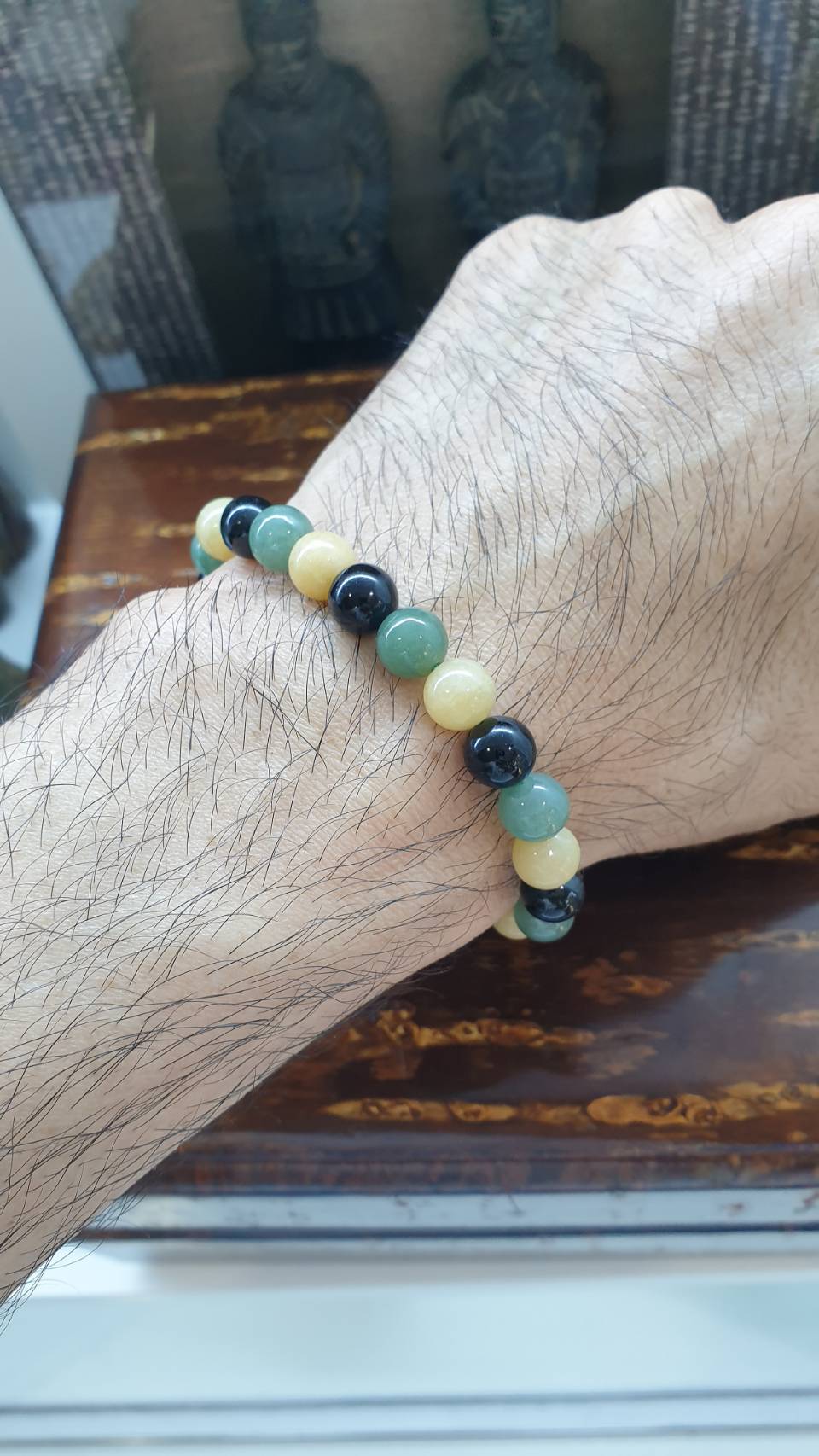 Tricolored Beads Jade Bracelet (17 cm) | Type A Natural Jadeite