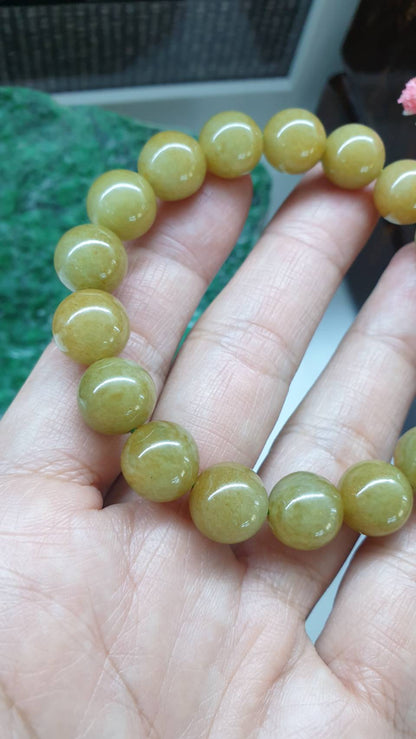 Honey Brown Jade Bracelet 17cm Fei Cui Type A Myanmar Jadeite Natural Golden Tone