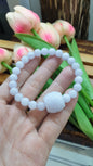 Ru Yi Lavender Jade Bracelet 17cm Type A Myanmar Jadeite Handmade Beads