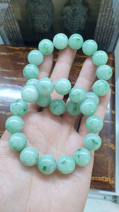 Luxury Jade Bracelet (17 cm, Selection) | Type A Natural Minty Green Jadeite | His or Hers Wrist Accessory