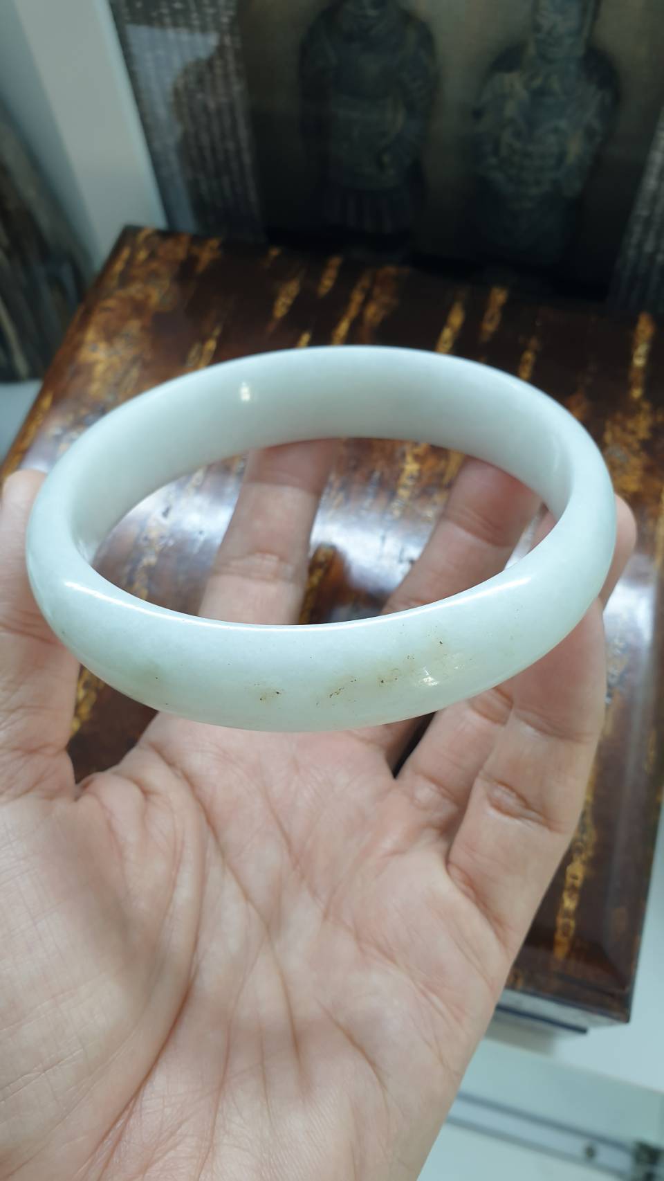 Plus Size White Jade Bangle S78 Type A Myanmar Jadeite Fei Cui
