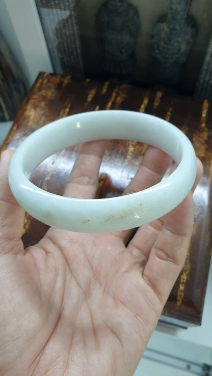 Plus Size White Jade Bangle S78 Type A Myanmar Jadeite Fei Cui