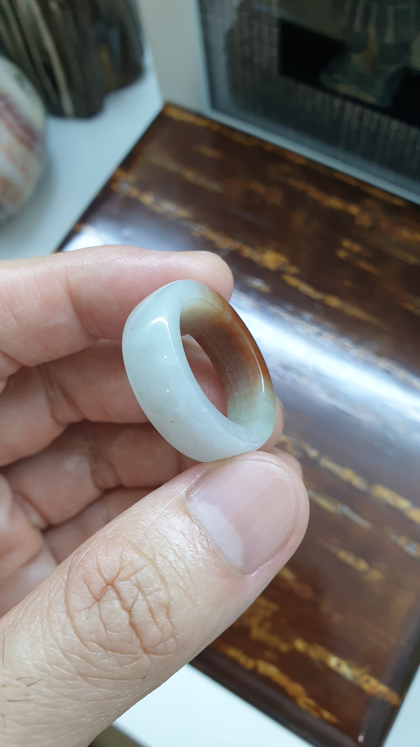 Two Toned Jade Ring Fei Cui Type A Natural Jadeite Size 11.5 US Rare