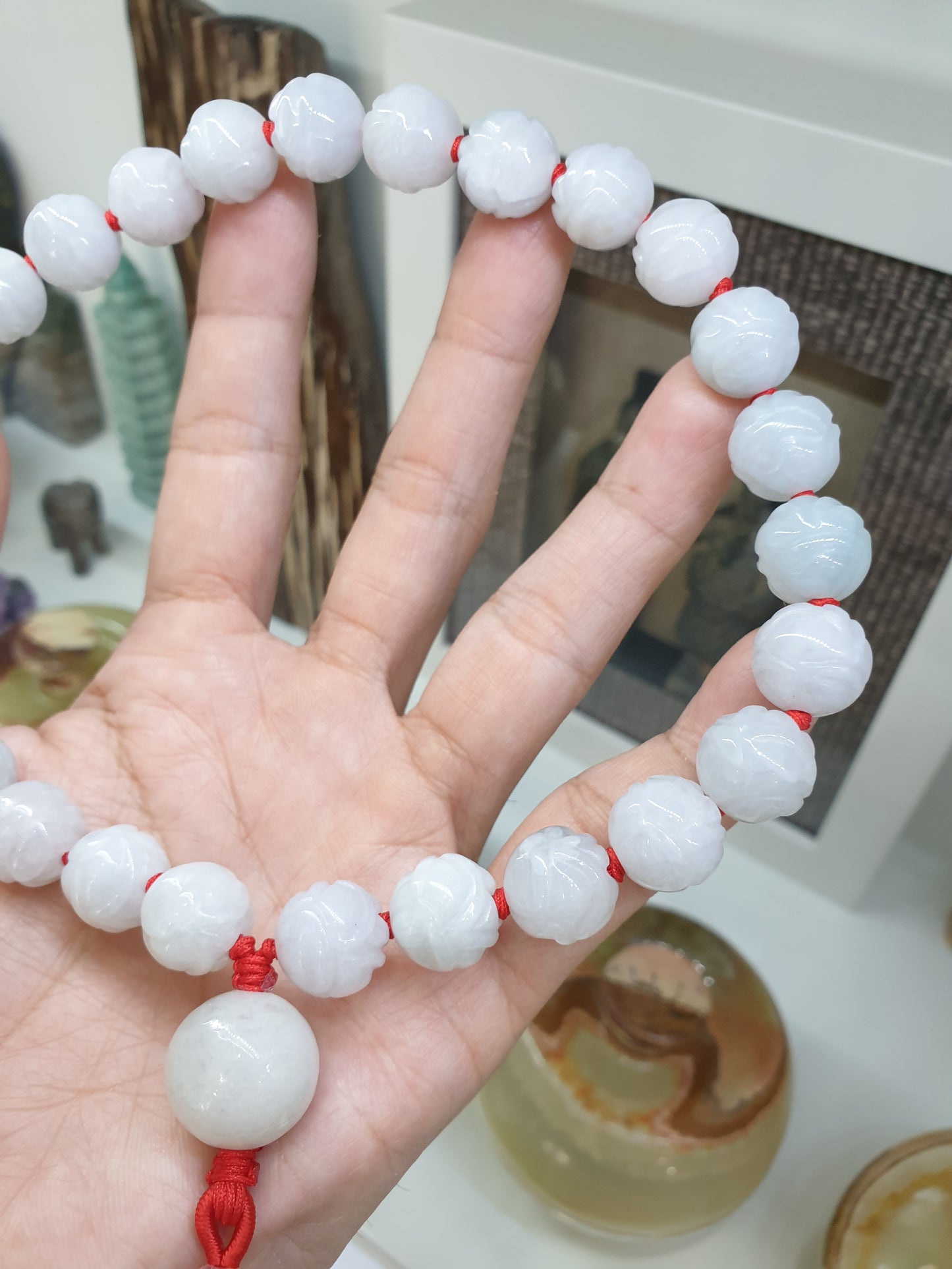 Jade Japa Mala | White Lotus Beads - Type A Jadeite | Handcrafted Lucky  Charms Ideal for Gifting 🎁