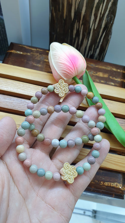 Alxa Jasper Prosperity Bracelets with Mystic Knot 17cm Natural stones