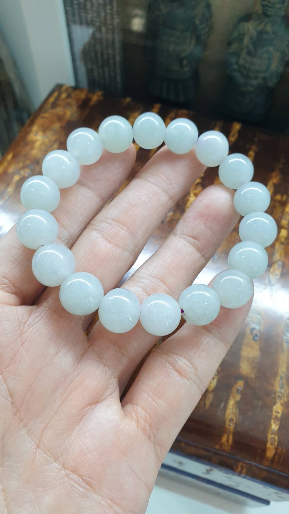 Icy Lavender-Blue Jade Bracelet (17.5 cm) | Type A Jadeite Vintage Beads | His or Hers Wrist Accessory