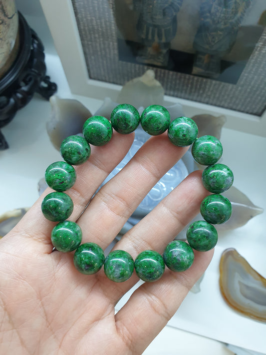 Mawsitsit Bracelet (17 cm) | Fei Cui - Natural Maw Sit Sit Jade Beads | Collector's Material