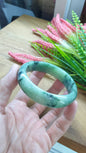 Jade Bangle S59 Type A Myanmar Jadeite Speckled Natural Yellow Green
