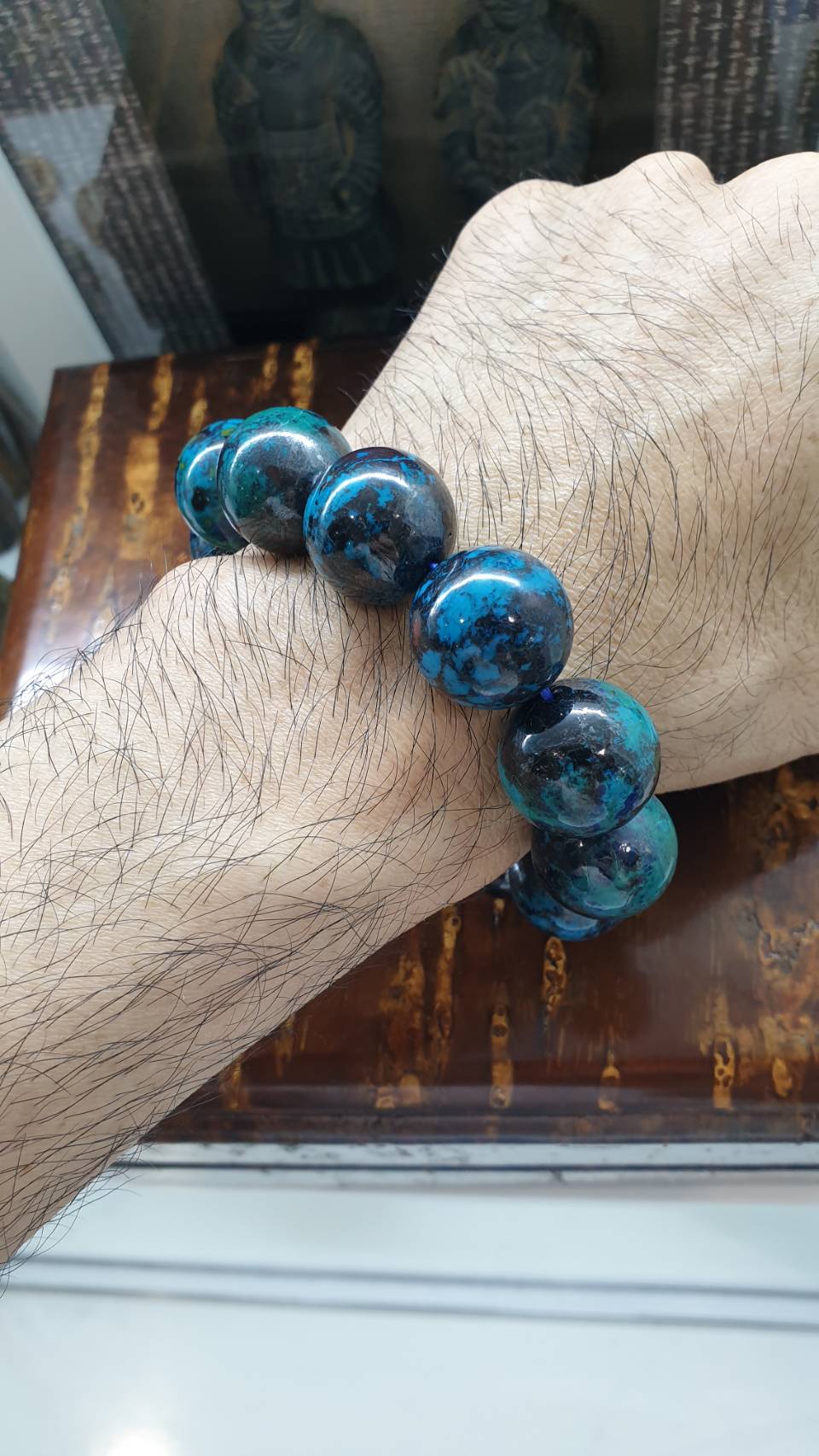 Chrysocolla Bracelet (18 cm) | Natural Stone Beads | His or Hers Statement Wrist Accessory