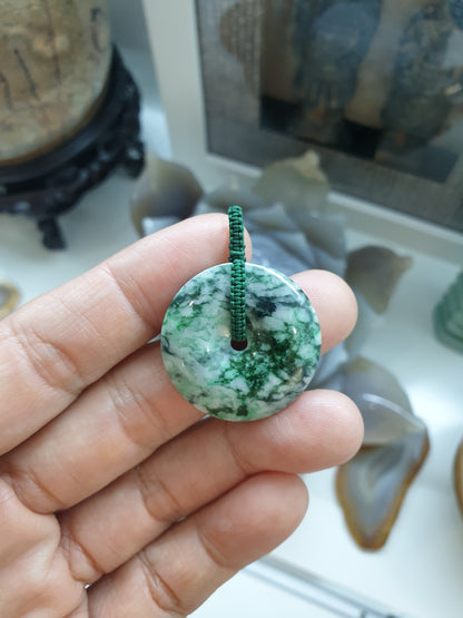 Jade Ping An Kou Pendant (3 cm) (Random Pick) | Fei Cui - Type A Jadeite | Handwoven Thread Bail