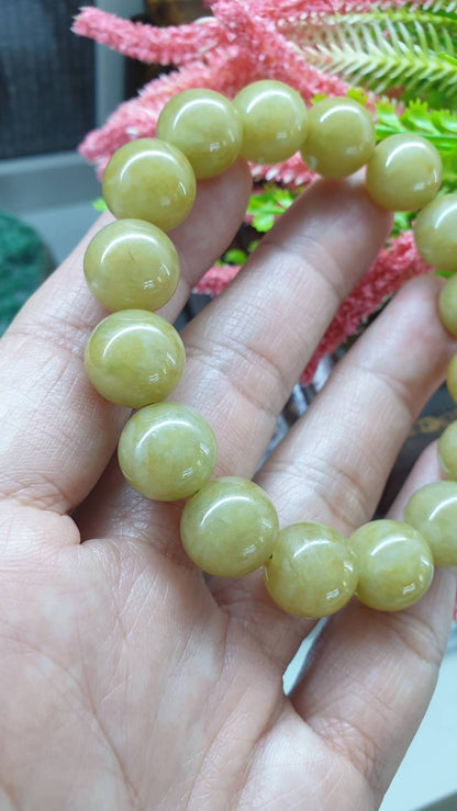 Honey Jade Bracelet 17cm Type A Myanmar Jadeite Natural Yellow Brown Tone