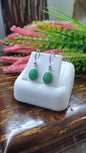 Apple Green Jade Sterling Silver Hook Earrings Type A Myanmar Fei Cui Jadeite