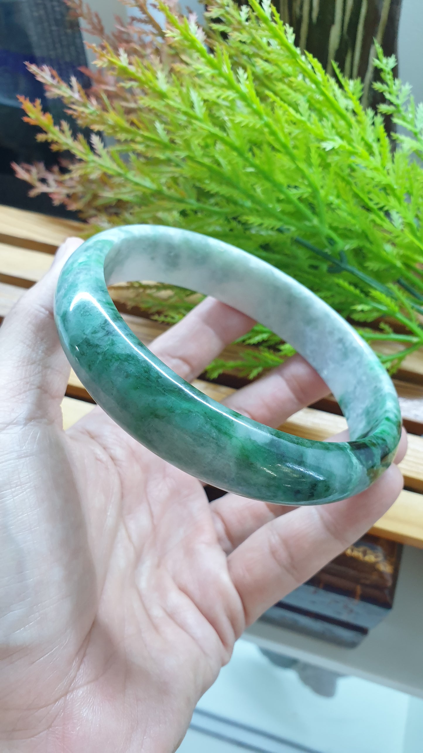 Plus Size Jade Bangle S82.8 Vibrant Green Fei Cui Type A Myanmar Jadeite
