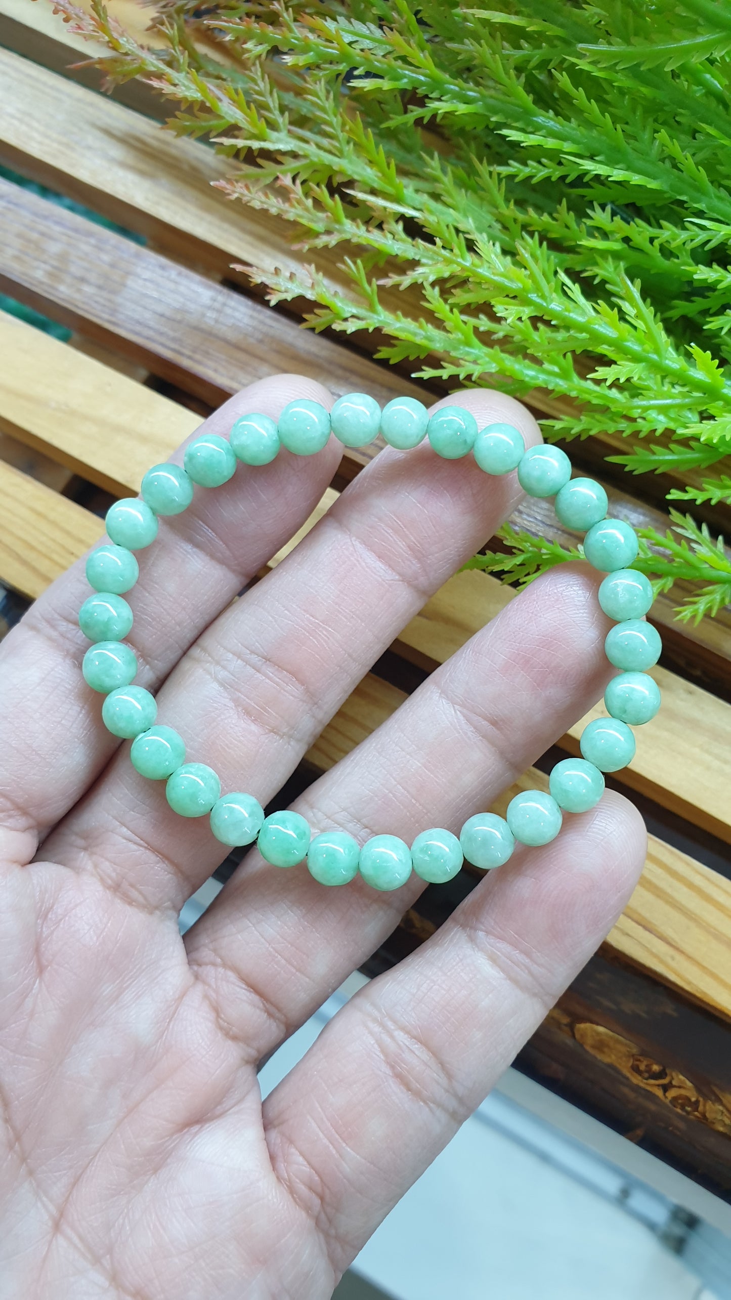Jade Mini Beads Bracelets 17cm Type A Myanmar Jadeite Natural Pastel Green