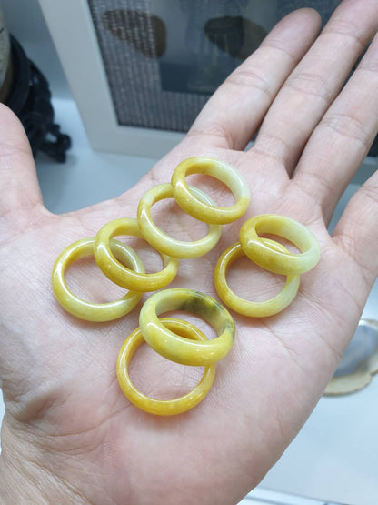 Yellow Jade Ring (Size Selections) Myanmar Type A Natural Jadeite