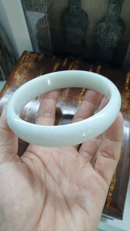 Plus Size White Jade Bangle S78 Type A Myanmar Jadeite Fei Cui