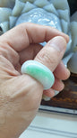 Type A Natural Jadeite Moss in Snow Domed Ring - US Size 12