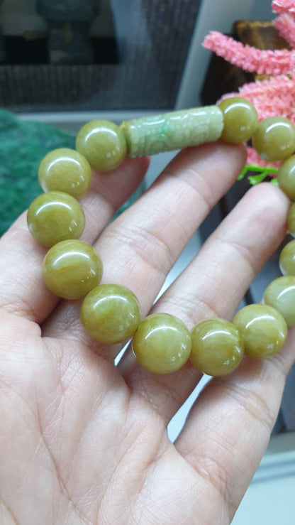 Honey Jade Wish Bracelet 17cm Type A Myanmar Jadeite Natural Yellow Brown