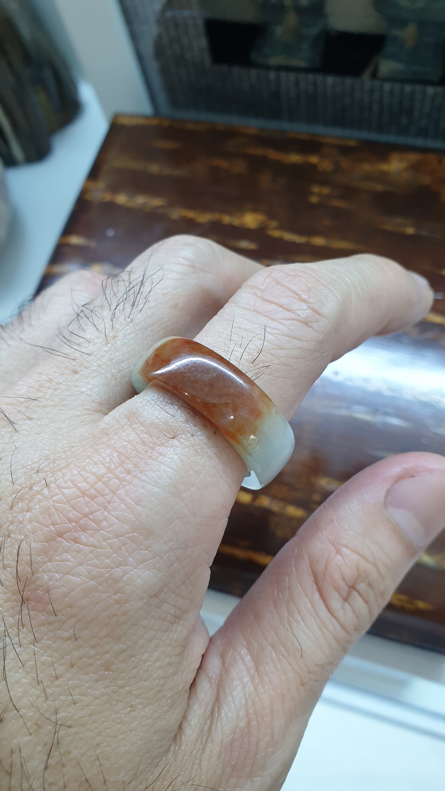 Two Toned Jade Ring Fei Cui Type A Natural Jadeite Size 11.5 US Rare