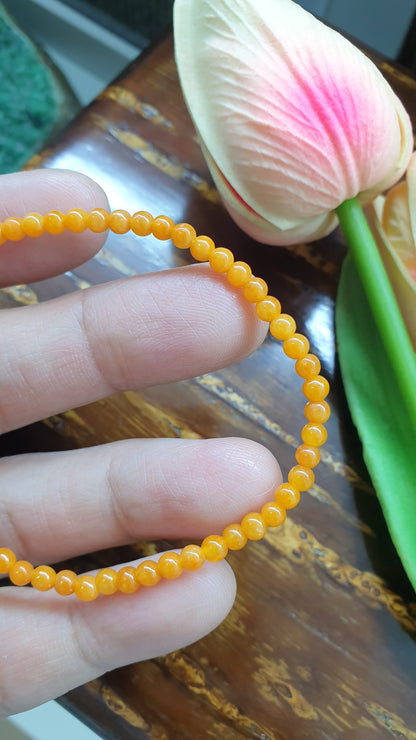 Orange Jade Mini Beads Bracelets 17cm Natural Myanmar Jadeite
