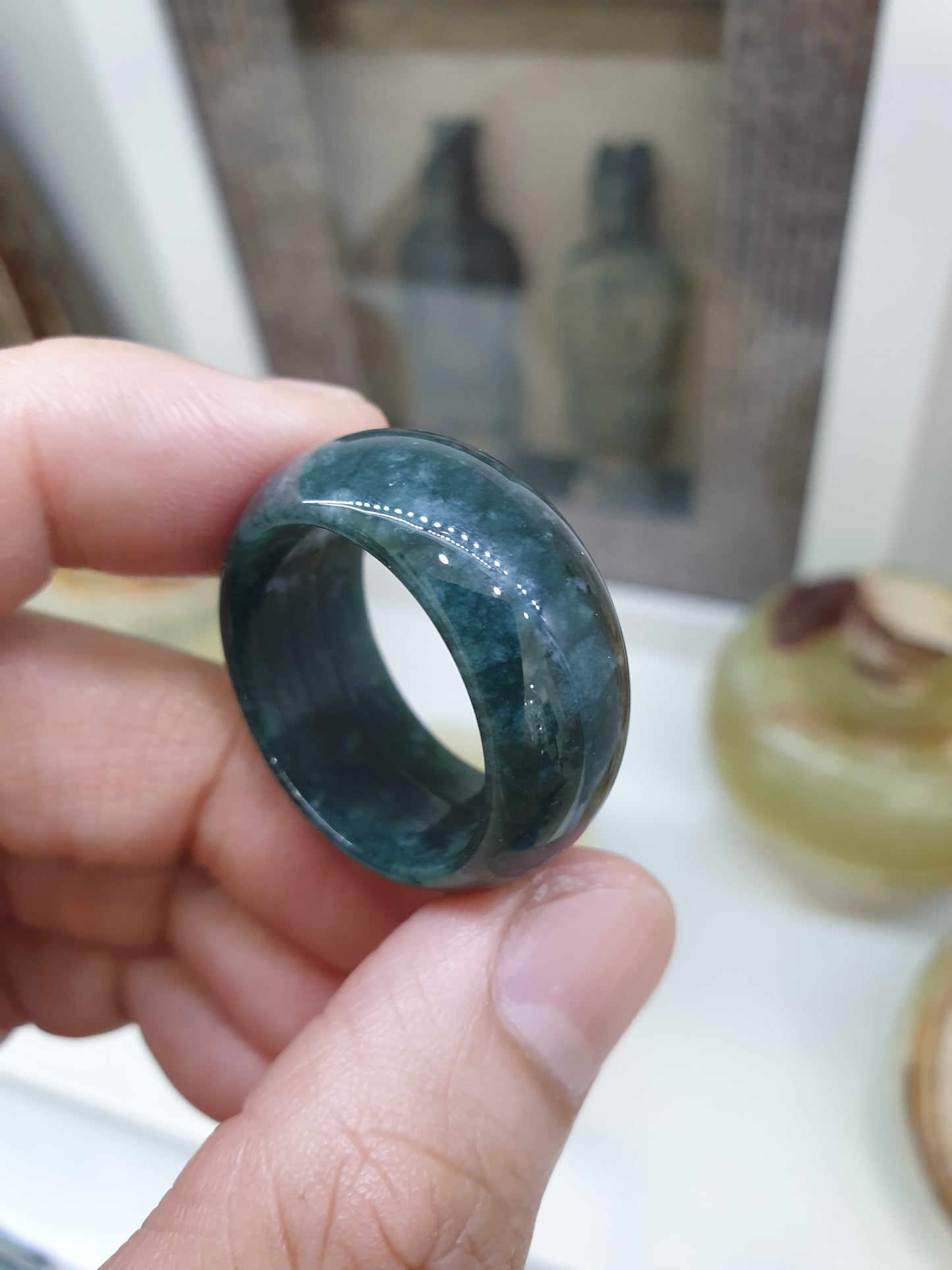 Gent's Style - Deep Blue Jade Ring (14.5 US) | Type A Natural Jadeite