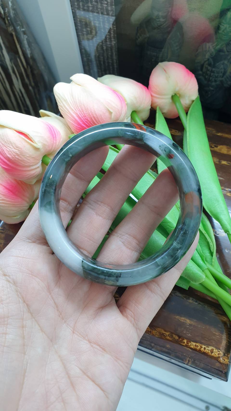 Bloodstone Bangle Size 59 - 60 Natural Stone Bracelet