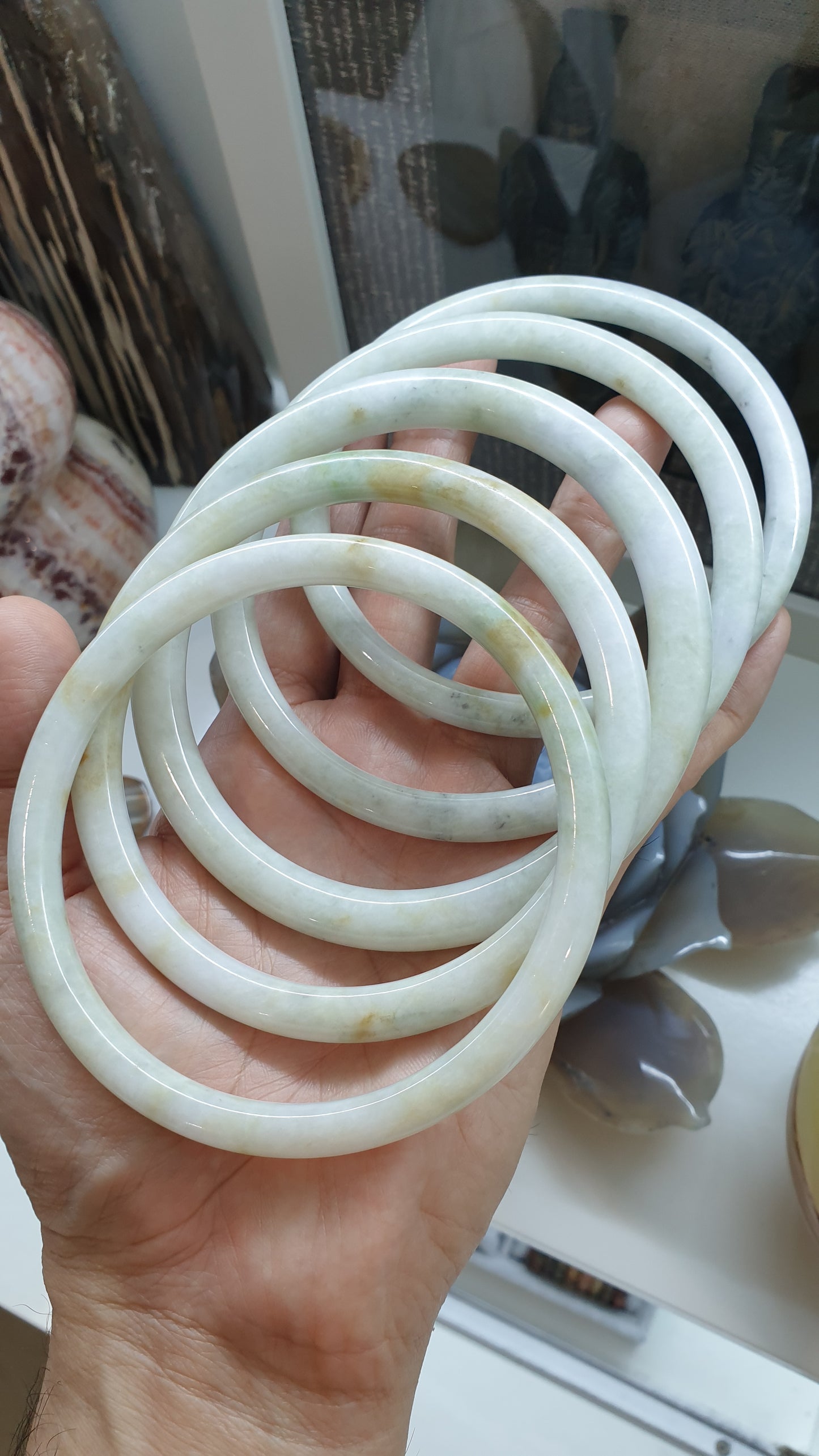 Jade Cylindrical Bangle (S 81 - 83) | Authentic Type A Jadeite | Vintage Jade Bracelet