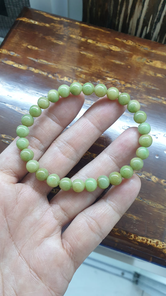 Vintage Jade Beads Bracelet 17cm Type A Myanmar Jadeite