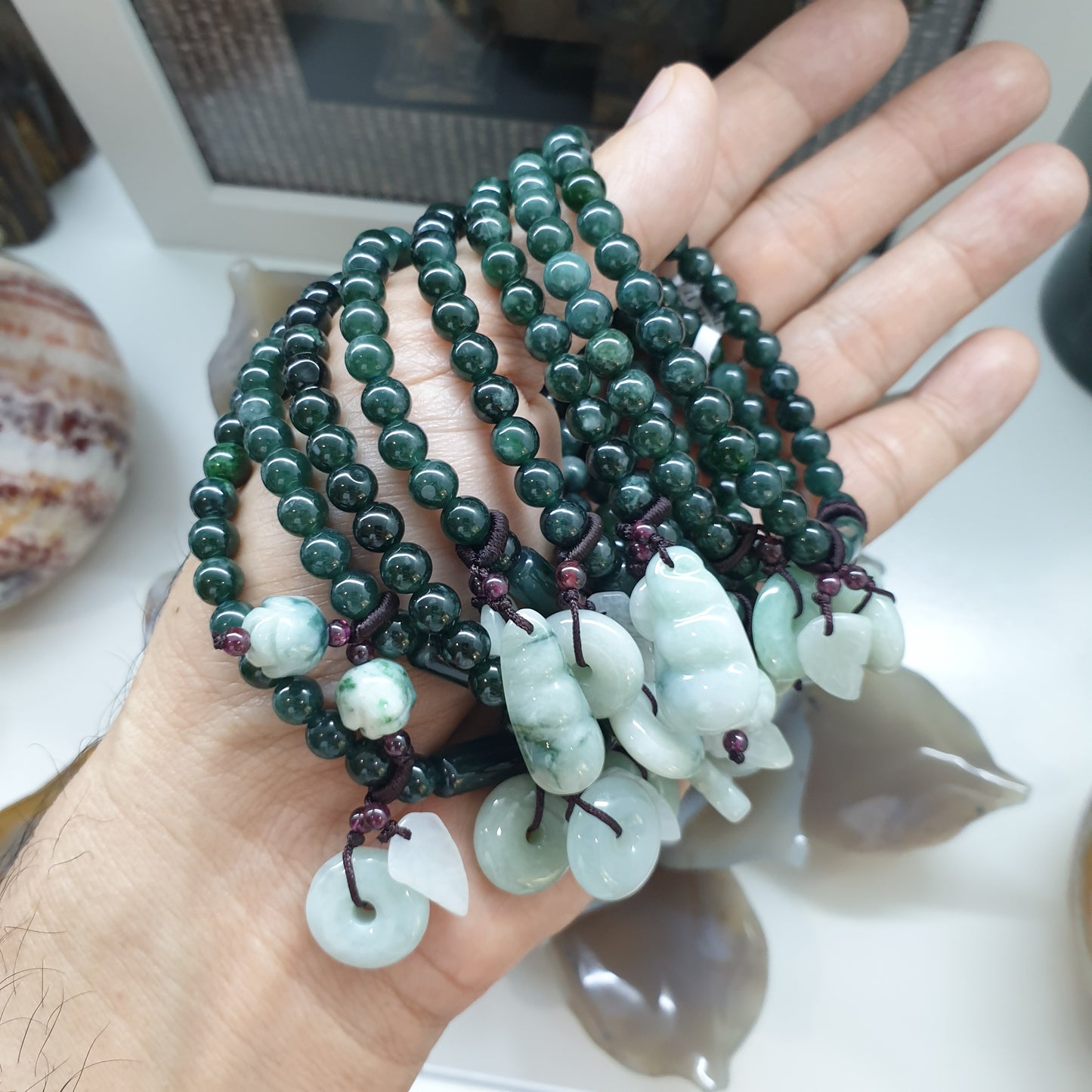 Multicharmed Deep Blue-Green Jade Bracelet | Type A Natural Jadeite