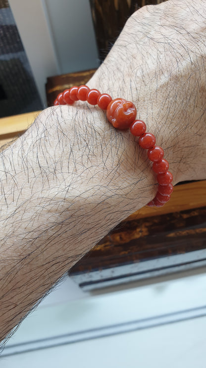 Red Jade Budai Prosperity Bracelets 17cm Type A Natural Myanmar Jadeite