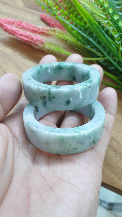 Kiddie Size Jade Bangle S39 S42 Type A Myanmar Jadeite Natural Green Speckled